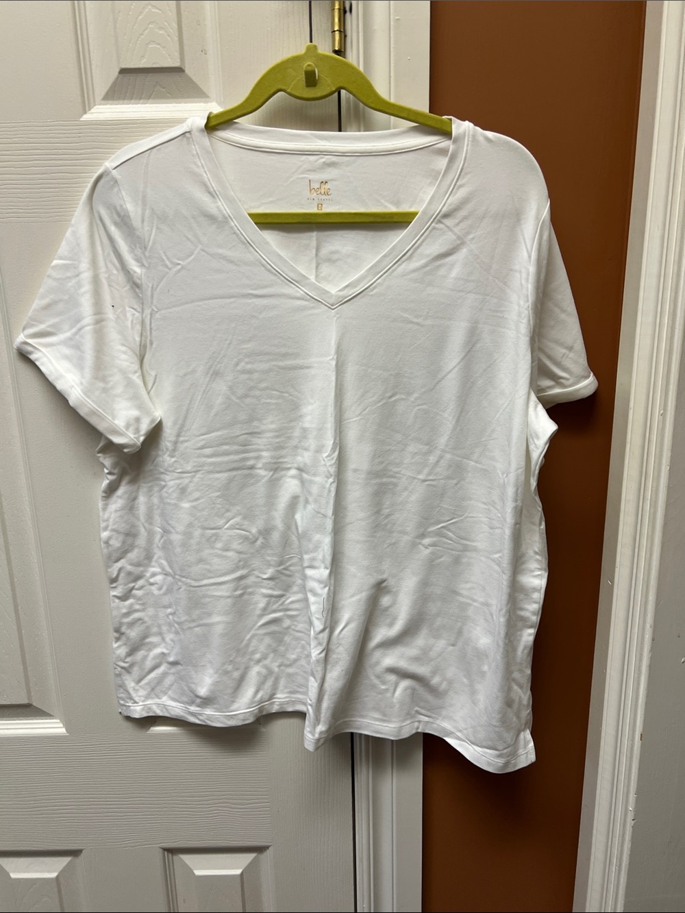 Belle by Kim Gravel White V-Neck Short Sleeve Tee